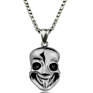 Collier Pendentif Masque de Crâne Gothique Alliage d'Acier au Titane Chaîne Box Hip Hop Punk Visage Souriant Bijoux Unisexe