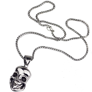 Collier hip hop en acier inoxydable avec chaîne vénitienne et pendentif masque souriant