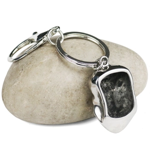 Polished stainless steel hip-hop smiley face keychain with stone texture art pendant