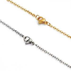 Polished stainless steel necklace chains in gold and silver with durable lobster clasps