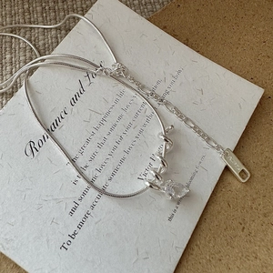 Minimalist S925 Sterling Silver Necklace For Women Water Drop Zirconia Pendant Snake Chain Necklaces Elegant Fashion Jewelry Accessory