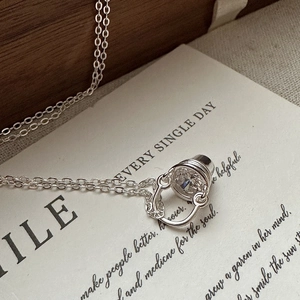 Collier minimaliste en argent sterling S925 avec pendentif seau en zircone clair