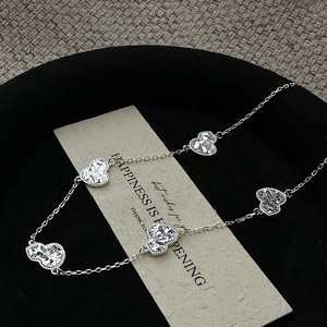 925 Sterling Silver Gourd Pendant Necklace Retro Light Luxury Flash CNC Rhinestone Clavicle Chain For Women Jewelry Gift