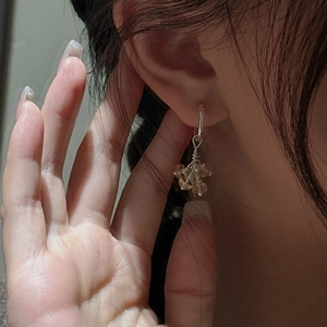 Handcrafted S925 sterling silver drop earrings with yellow crystals in bohemian style