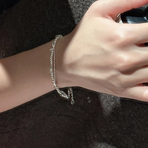 S925 sterling silver double-layer beaded bracelet with a heart pendant for women