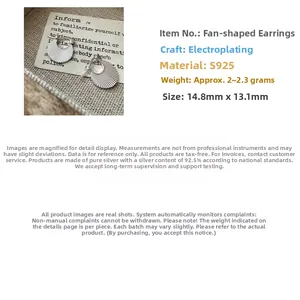 Detailed specs of pleated S925 sterling silver hoop earrings sized 14.8mm by 13.1mm