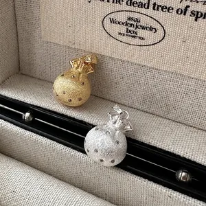925 Sterling Silver Lucky Bag Pendant Necklace Vintage Matte Rhinestone Fortune Bag Necklace For Women Personal Fashion Jewelry