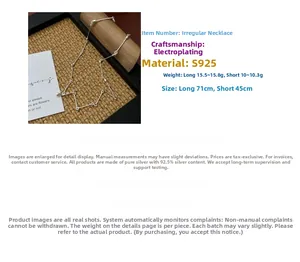 Detailed view of S925 sterling silver bamboo joint necklace with plated irregular texture