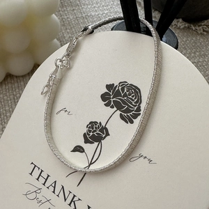Elegant S925 sterling silver woven link chain bracelet with adjustable lobster clasp
