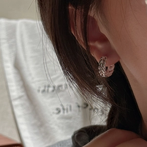 Elegant S925 sterling silver ear buckles featuring a unique wheat grain braided texture