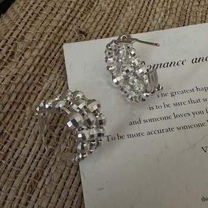 925 Argento Sterling Orecchini a Cerchio Con Perline Per Donna Retrò Sfaccettato Multistrato Flashy Geometrici Orecchini Gioielli