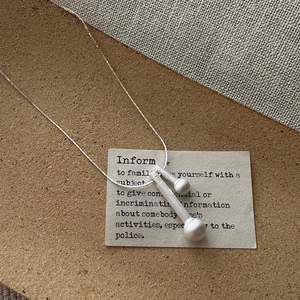 Collier allumette minimaliste en argent sterling S925 avec finition brossée