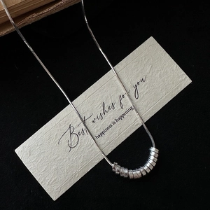 S925 sterling silver snake chain necklace with handcrafted hammer textured rings