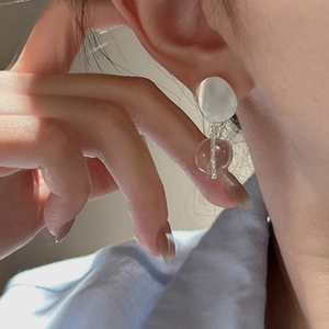 Vintage 925 Sterling Silver Matte Geometric Earrings For Women With Natural Shape Crystal Drop Niche Design Jewelry Gift