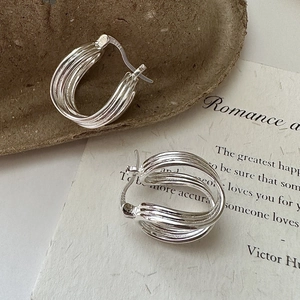 Minimalist S925 sterling silver multi-layer U-shaped hoop earrings with retro design