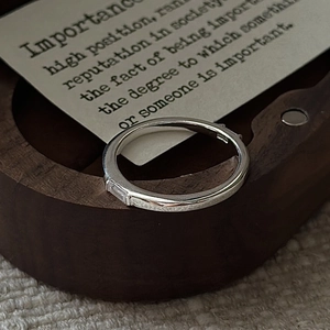Minimalist S925 sterling silver ring featuring baguette-cut zircon stones on a wooden box