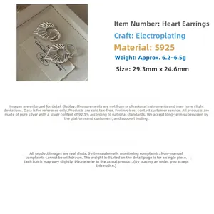 Macro detail of S925 sterling silver heart earrings featuring a unique shell texture finish