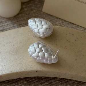 Modern S925 sterling silver matte earrings with unique woven texture and vintage design