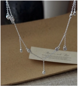 Détail du collier en argent S925 avec pampilles scintillantes en zircone ronde