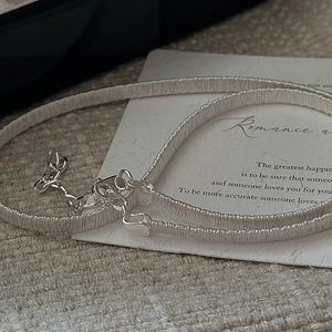 Minimalist S925 sterling silver wire-woven choker necklace with lobster clasp closure