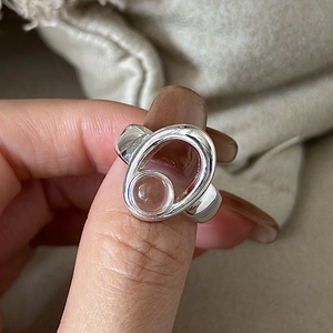 925 Sterling Silver Minimalist Irregular Geometric Open Ring With Clear Rhinestone Retro Korean Style Adjustable Finger Ring Jewelry For Women