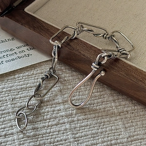 Bracelet chaîne nouée en argent sterling S925 vintage au style industriel