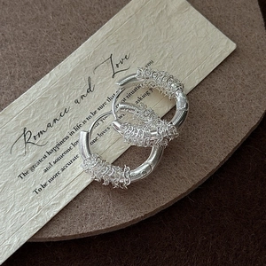 S925 sterling silver woven hoop earrings with intricate braided texture in retro style