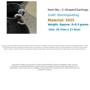Détails des créoles torsadées en argent sterling S925 avec spécifications de taille 24,7mm