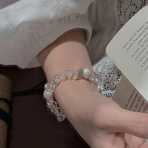 Minimalist S925 sterling silver beaded white crystal bracelet for elegant women's wear