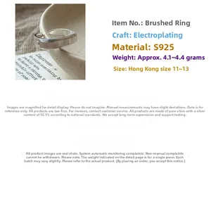 Macro detail of S925 sterling silver ring featuring fine brushed texture and silver plating