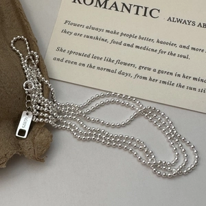 Minimalist 925 Sterling Silver Ball Chain Long Necklace For Women Niche Design Adjustable Sweater Chain Elegant Jewelry