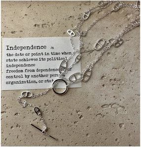 Detail of S925 sterling silver pig nose chain necklace with a T-bar toggle clasp closure