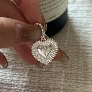 Vintage S925 Sterling Silver Heart Pendant Necklace Sunburst Texture Niche Design Charm Jewelry For Women Anniversary Gift