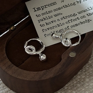 S925 sterling silver hoop earrings with twisted knot and sphere drop in a gift box