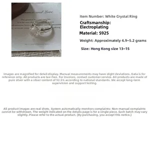 Macro detail of 925 sterling silver ring with white crystal and S925 hallmark stamp