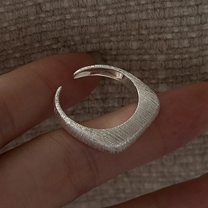 Minimalist S925 sterling silver open ring with unique handmade matte brushed texture