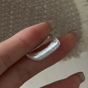 Minimalist S925 sterling silver open ring with unique brushed matte metal texture