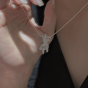 S925 sterling silver necklace featuring a movable rocking horse pendant on a bead chain