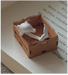 Detail of S925 silver dolphin ring with white matte texture on vintage book page