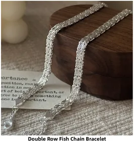 Detailed close-up of S999 sterling silver double-row herringbone chain bracelet texture