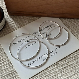 925 Sterling Silver Hoop Earrings For Women Minimalist Round Geometric Circle Earrings Retro Korean Style Jewelry Gift