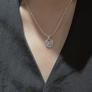 925 Sterling Silver Vintage CNC Disc Pendant on a Ball Chain Necklace for Women