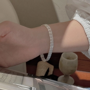 Bracelet multicouche en argent sterling S999 au design tressé avec finition vintage