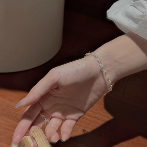 Vintage S925 Sterling Silver Wavy Twisted Rope Bracelet For Women Minimalist Geometric Chain Fine Jewelry Gift