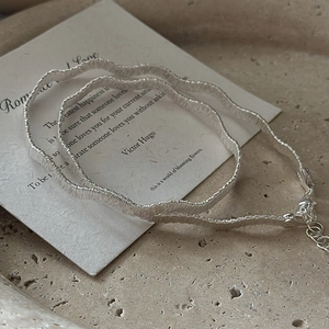 Collier Choker en Argent Sterling 925 Texture Ondulée Design Minimaliste Chaîne à Maillons pour Femme Bijoux Cadeau Mode