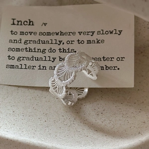 S925 sterling silver open ring featuring intricate lace texture and hollow design