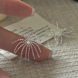 S925 sterling silver firework tassel earrings with radiant starlight design and zircon