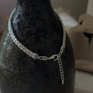 Minimalist S999 sterling silver multi-strand braided bracelet with a heart charm pendant