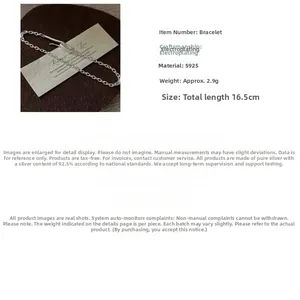 Detail view of S925 sterling silver chain bracelet with 2.9g weight and 16.5cm length