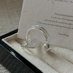Minimalist S925 sterling silver open ring with unique double U-shape and heart detail